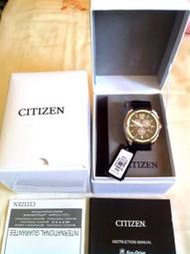 自售全新未配戴《CITIZEN光動能錶↘免更換電池》三眼賽車錶 AT0980-12F