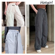 【READY STOCK AT Johor】 Hotgirl⭐Women's cargo pants with drawstring, adjustable, thin, wide-leg style