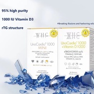 WHC Unocardio Omega 3 Fish Oil + Vitamin D3 1000MG 60 Capsules High Strength Omega 3 EPA DHA