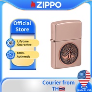 Zippo Tree of LIfe Emblem Design High Polish Rose Gold Windproof Pocket Lighter 49638(ไม่มีเชื้อเพลิ