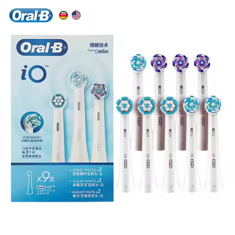 Oral-B iO Electric Toothbrush Heads Sensi Clean Radiant White 9pcs Replace Brush for Oral-B IO Serie