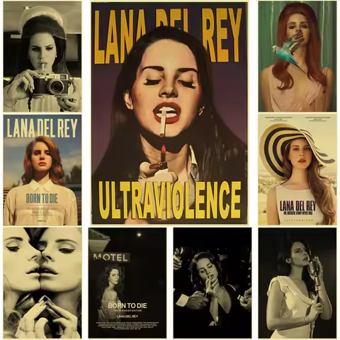 Singer Lana Del Rey Poster Kraft Paper Prints and Posters Home Room Bar Cafe Decor Born To Die Ultra