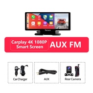 Seicane 4K 10.26 นิ้วรถ Carplay Dash Cam DVR Android Auto WiFi FM กล้องมองหลังสนับสนุนเลนส์คู่ H.265