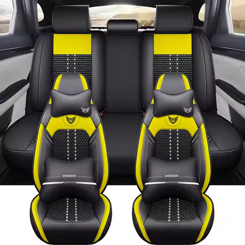 2025 Summer Breathable Ice Silk PU Leather Car Seat Covers For BMW E60 E46 E60 E36 X5 E70 Peugeot 50