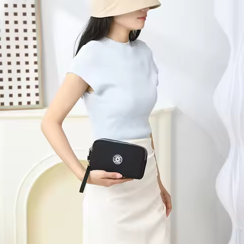 Men's clutch bag with large capacity, 3-layer zipper, multi-wallet, casual and trendy style, men's c