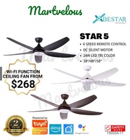 BESTAR STAR 5 WIFI ceiling fan 38inch/48inch/58inch DC Motor Ceiling Fan with LED Light / Remote Con