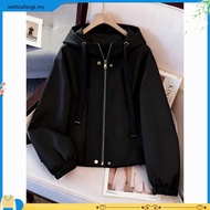 Women's Loose Fit Casual Anorak Jacket Cropped Sporty Windbreaker