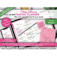 *(SW)* The Undated Premium Cherry Blossom Digital Planner-Hyperlink Tabs - Samsung Notes, Goodnotes,