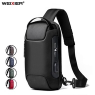 Waterproof Sling Bag Man USB Crossbody Shoulder Bag for Men Anti-Theft Short Travel Messenger Fashio