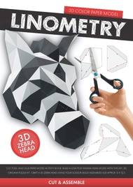 Linometry - 3D Zebra Paper Model: A cut, fold, and glue paper model activity book. Build a low-poly 
