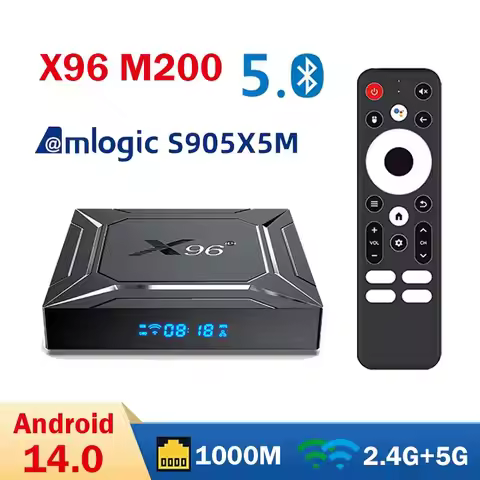 X96 M200 Android 14.0 TV BOX Amlogic S905X5M 2.4G&5G Dual Wifi 1000M LAN AV1 BT Al-SR Smart Video Me