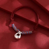 本命年小福袋紅繩手鏈/納福生肖蛇手繩紅繩手鏈情侶閨蜜999純銀