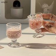 [CEI] Korean Style Engraved Embossed Small Goblet Glass Cup For Soju Sake Liquor Short Stemmed Glass