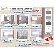 Loft bed Single 3ft Wooden Loft Bed for Small Room Multifunctional Loft Bed Space Saving Loft Bed [K