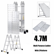 16 Step Foldable Ladder Aluminium Ladder Multipurpose Ladder (foot straight) with walking platform Staging Board