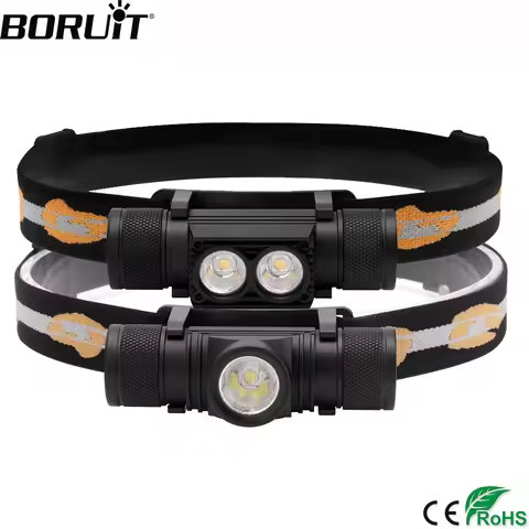 BORUiT D10/20/25 LED Mini Headlamp 3000LM USB Rechargeable High Power Headlight Head Torch Waterproo