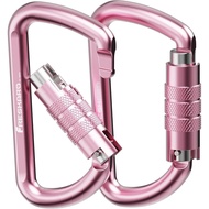 FresKaro 3inch 12kN-2698lbs Auto Locking Carabiner Clips, Solid D Shape, Heavy Duty 7075 Aluminum, L