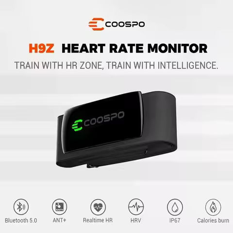 COOSPO H9Z Rechargeable Heart Rate Monitor Chest Strap HR Sensor HRM Bluetooth5.0 ANT+ IP67Waterproo