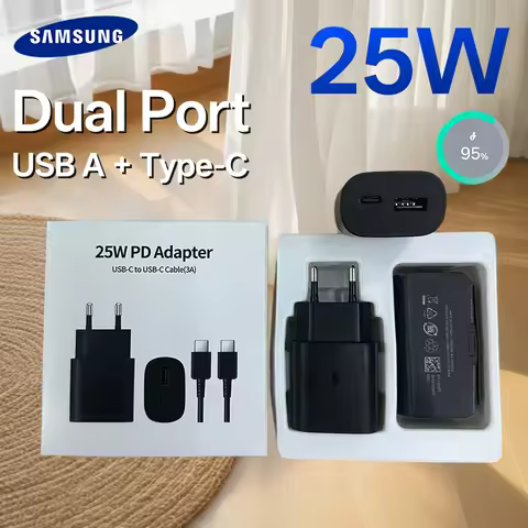 Samsung 25w Super Fast Charger PD Type C EU US Adapter Galaxy S25 S24 S23 S22 Plus S21 FE A16 A06 A5