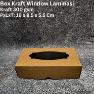 Brown Kraft Box Window Laminated Mica Window for Donuts containing 2 19 x 9.5 x 5.5 Cm Sponge Cake B