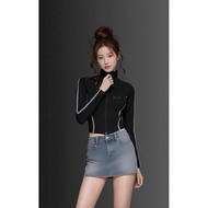 Women's sports running t-shirt with stone-pressed stripes and long sleeves, size 40-58kg