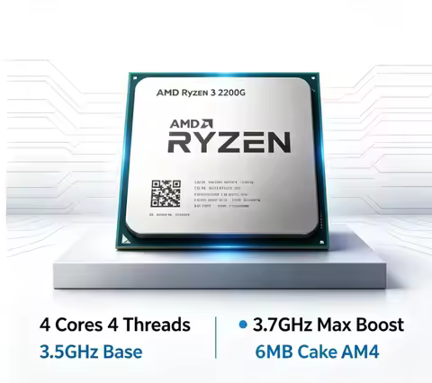 AMD Ryzen 3 2200G Processor with Radeon Vega 8 Graphics 3.5GHz 4-Core 4-Thread LGA AM4 CPU