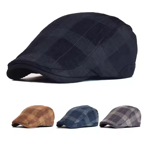 Winter Vintage Plaid Thick Beret Hat Corduroy Newsboy Cap Men Women England Gatsby Retro Hat Driver 