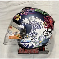 Arai Half Face Helmet VZ Ram Oriental Flat Blue Koi Dragon Japan SNI