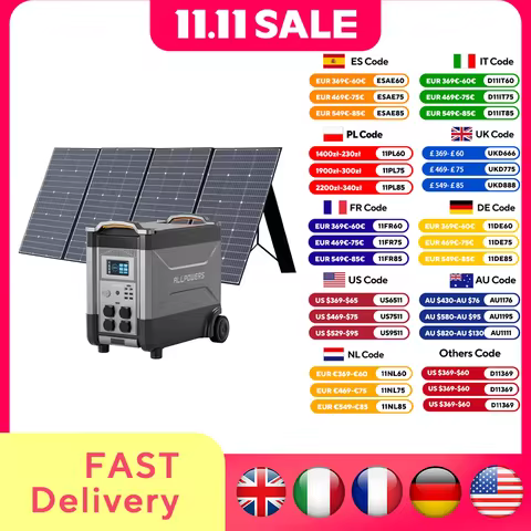 ALLPOWERS Solar Generator R4000 with 400W Solar Panel, 4 X 4000W (6000W Surge) AC Outlets, 3600Wh Po
