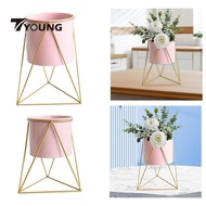 [In Stock] Plant Holder Stand Flower Pot Decor ,Round ,Geometric Flower Pot Shelf Flower Basket for Home Living Room Patios