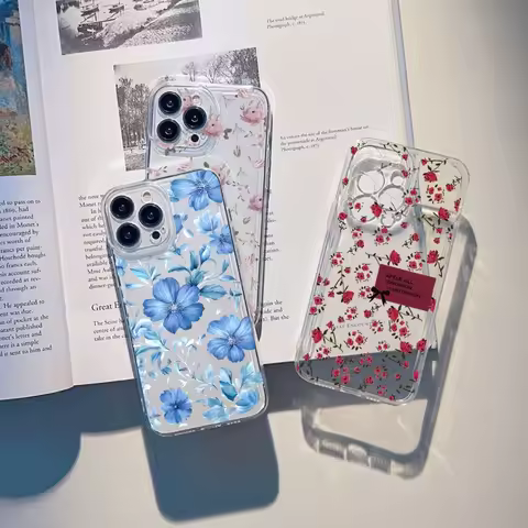Pink Blue Flowers Phone Case For Vivo V60 V30 V27 V40 V50 Lite V25 V23 V21E V20 V21 V23E V27E V29E Y