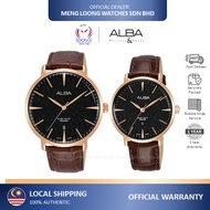 ALBA Couple Watch AS9M00X AH7W84X Leather Strap Date Analog 100% Original Jam Lelaki Wanita Men Ladi