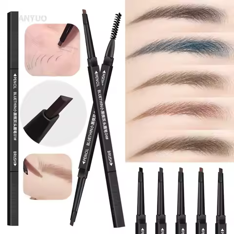 Simulated Double Head Eyebrow Pencil Rotable Eyebrow Pen Triangle Core Fine Refill Waterproof Wild E