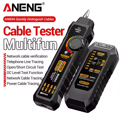 Network Cable Tester ANENG Networking Analyzer M469A RJ45 RJ11 Telephone Line Network Wire Detector 
