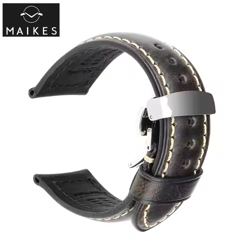 Watch Bands 20mm 22mm 24mm Vintage Genuine Leahter Watch Strap With Butterfly Buckle Clasp For Paner