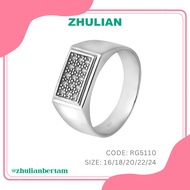 ZHULIAN Rhodium Plated 925 Silver Ring for Men Cincin Nikah/Tunang Lelaki