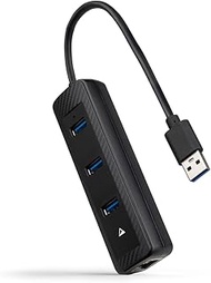 Nanocable 10.16.4604 USB-A 3.0 to 3xUSB-A 3.0 + RJ45, USB-A/M-USB-A/F-RJ45/F, Black, 15 cm