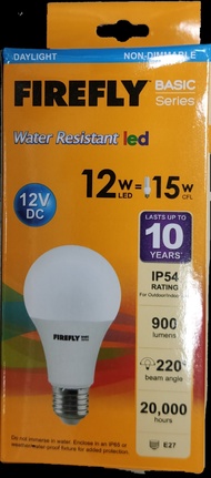 LED Bulb 12V DC 12W E27 Daylight Firefly Brand ( needs Battery to light up)