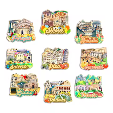 Padova Trieste Pisa Lecce Syracuse Salerno Brescia Perugia Siena Italy Fridge Magnet Travel Souvenir