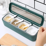 4 In 1 Condiment Jar Set Separable Seasoning Box Dustproof Spices Sugar Salt Pepper Herbs Storage Co