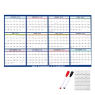 2025 Erasable Wall Calendar Reversible Wet Dry Erase Laminated Annual Yearly Planner Vertical or Hor