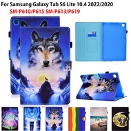 for Samsung Galaxy Tab S6 Lite 2022 Case 10.4 inch SM-P613 SM-P619 Cartoon Lion Wolf Flip Stand Cover Tablet for Galaxy S6 Lite 10.4 Case SM-P610 SM-P615