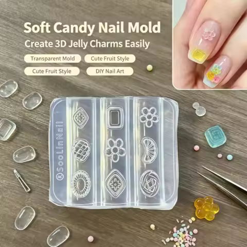 Cute Bear Banana Grape Water 3D Silicone Nail Art Mold Hard Candy Juice Soft Candy Mold for Nail Dec