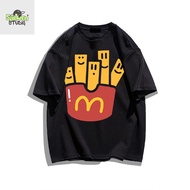Men's cartoon bus t-shirt & french fries, stretchy fabric, cool, wear for going out