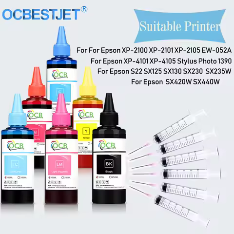 100ML 6 colors Refill Dye Ink Kit For Epson Stylus Photo 1390 R260 R280 R380 RX580 RX595 RX680 Inkje