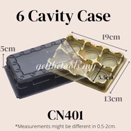 10’S CN401 | 6 Cavity Container Plastic Jelly/Mooncake Packaging Packing Box烘焙塑料打包盒果冻元宝高透明盒金底冰皮月饼 Mi
