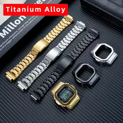 5600 Titanium Case & Bracelet Mod Kit For Casio G-Shock Square Watch DW5600 GW-B5600 G-5600E GW-M561