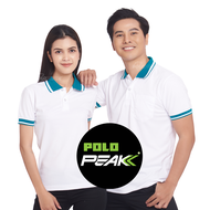 เสื้อโปโลสีขาว ปกเขียวหยกริ้วขาว polopeak