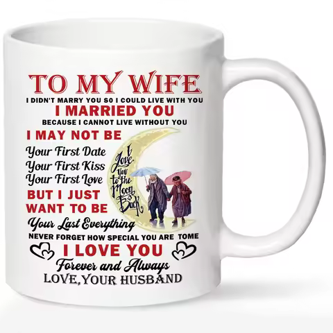 1pc,To My Wife Coffee Mug,Ceramic Cup, Romantic Anniversary & Birthday Gifts for Wife From Husband, 