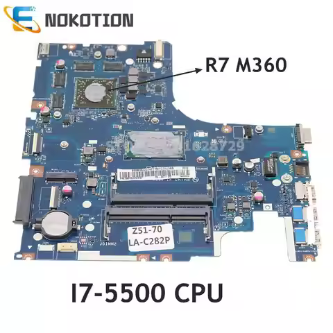 NOKOTION 5B20J23689 LA-C282P Mainboard For Lenovo Z51-70 Laptop motherboard R7 M360 GPU I7-5500 CPU